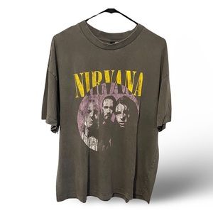 NIRVANA Oversized Band Tee Vintage Wash Gray H&M Unisex